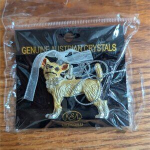 KSA Collectibles Chihuahua  dog  Pendant Ornament  Genuine Crystals 1.5"